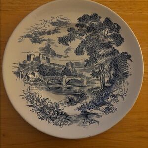 Enoch Wedgwood Blue and White Scenic Dinner Plate